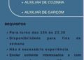 Seleção para vaga de Auxiliar de cozinha, Auxiliar de garçom; Envie seu currículo!
