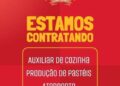 Empresa seleciona para vaga de Auxiliar de cozinha, Produção de pastéis, Atendente; Envie seu currículo!