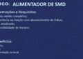 Rh está selecionando Alimentador de smd; Envie seu currículo!