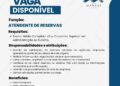 Empresa seleciona Atendente de reservas; Envie seu currículo!