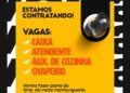 Seleção para seguintes vagas Caixa Atendente, Auxiliar de cozinha, Chapeiro; Envie seu currículo!