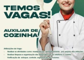 Empresa está selecionando Auxiliar de cozinha; Envie seu currículo!