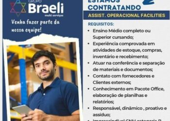 Rh está selecionando Assistente operacional facilites; Envie seu currículo!