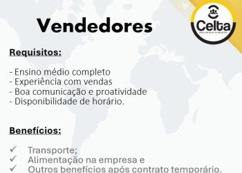 Rh está selecionando Vendedores, Auxiliar de CQ, Analista da importação; Envie seu currículo!