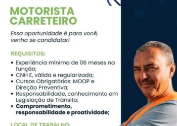 Empresa tecmar seleciona Motorista carreteiro; Envie seu currículo!