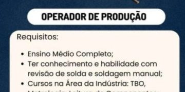 Empresa de grande porte está selecionando Auxiliar de produção; Envie seu currículo!